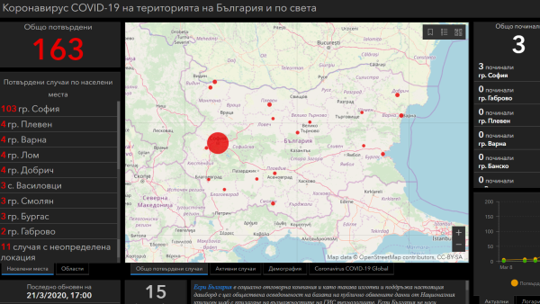 Карта показва случаите на covid-19 в България. Следи в реално време.